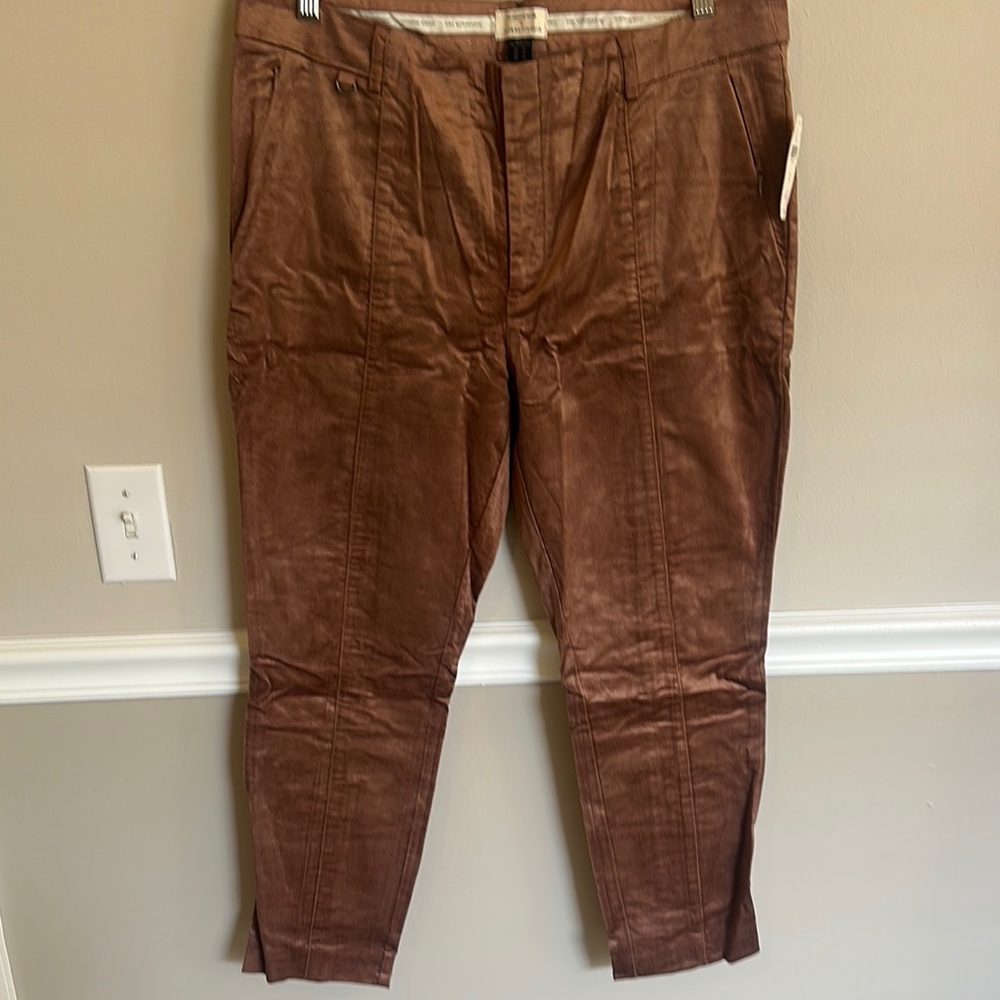 NWT Anthropologie Brown Sueded (not suede) Chinos Straight-Leg Pants